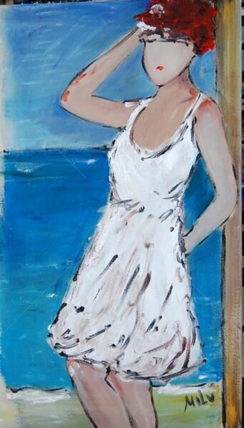 Pittura intitolato "vestido branco" da Milu Petersen, Opera d'arte originale