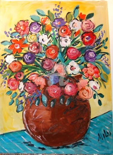 Pittura intitolato "floral moderno" da Milu Petersen, Opera d'arte originale