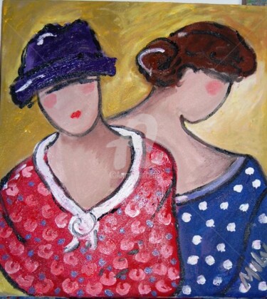 Malerei mit dem Titel "duas mulheres" von Milu Petersen, Original-Kunstwerk