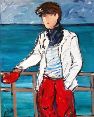 Картина под названием "red trousers" - Milu Petersen, Подлинное произведение искусства