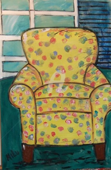 Painting titled "Sofa rose patton" by Milu Petersen, Original Artwork