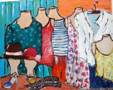 Pintura intitulada "roupas no atelier" por Milu Petersen, Obras de arte originais