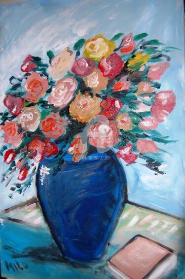 Pintura intitulada "flores 21" por Milu Petersen, Obras de arte originais