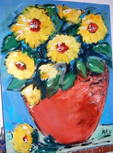 Pintura intitulada "sunflowers" por Milu Petersen, Obras de arte originais