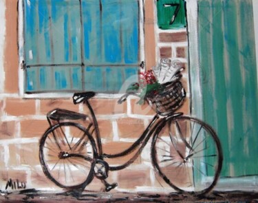 Painting titled "bicicleta VI" by Milu Petersen, Original Artwork