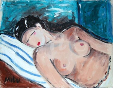 Pintura intitulada "nu dormindo" por Milu Petersen, Obras de arte originais