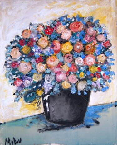 Pintura intitulada "flores" por Milu Petersen, Obras de arte originais
