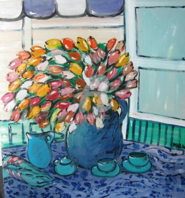 Pintura intitulada "tulips" por Milu Petersen, Obras de arte originais