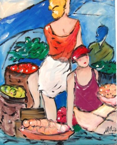 Painting titled "feira de flores 6" by Milu Petersen, Original Artwork