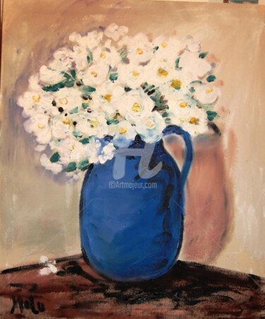 Painting titled "white roses" by Milu Petersen, Original Artwork