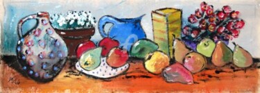 Painting titled "frutas e potes" by Milu Petersen, Original Artwork