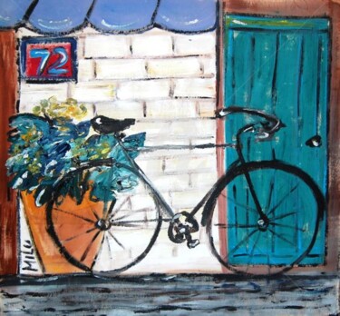 Painting titled "bicicleta x" by Milu Petersen, Original Artwork