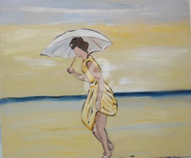 Pittura intitolato "walking at sunset" da Milu Petersen, Opera d'arte originale