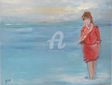 Pintura intitulada "passeando na praia" por Milu Petersen, Obras de arte originais