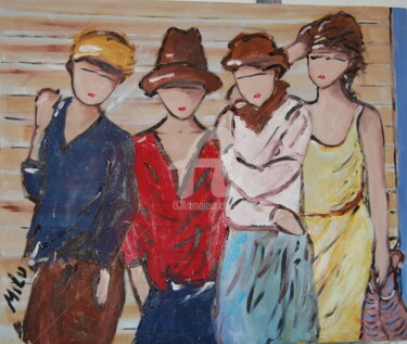 Pintura intitulada "grupo" por Milu Petersen, Obras de arte originais