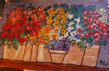 Pintura intitulada "vazes with flowers" por Milu Petersen, Obras de arte originais