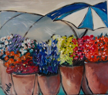 Pintura intitulada "feira de flores e g…" por Milu Petersen, Obras de arte originais