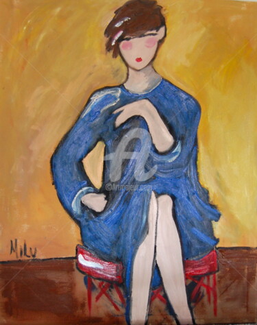 Pintura intitulada "elegant lady" por Milu Petersen, Obras de arte originais