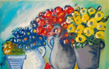 Pintura intitulada "flores 20" por Milu Petersen, Obras de arte originais