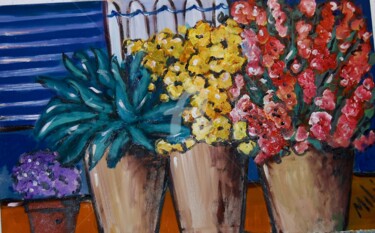 Pintura intitulada "flores 70" por Milu Petersen, Obras de arte originais