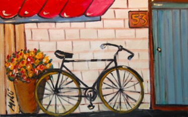 Pintura intitulada "toldo vermelho bici…" por Milu Petersen, Obras de arte originais