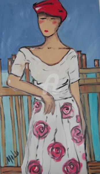 Pintura intitulada "saia de rosas" por Milu Petersen, Obras de arte originais