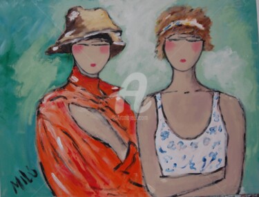 Pintura intitulada "duas mulheres" por Milu Petersen, Obras de arte originais