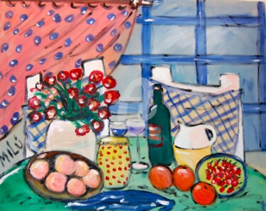 Pintura intitulada "nice table" por Milu Petersen, Obras de arte originais