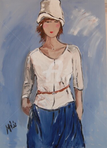 Peinture intitulée "girl with the marin…" par Milu Petersen, Œuvre d'art originale