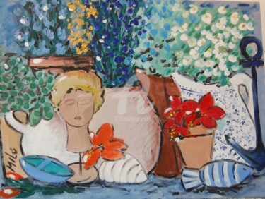Pintura intitulada "flores 32" por Milu Petersen, Obras de arte originais