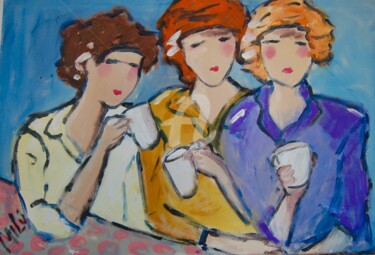 Pintura intitulada "cup of tea" por Milu Petersen, Obras de arte originais