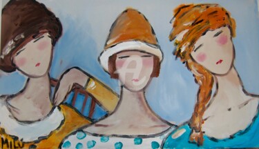 Pintura intitulada "tres amigas" por Milu Petersen, Obras de arte originais