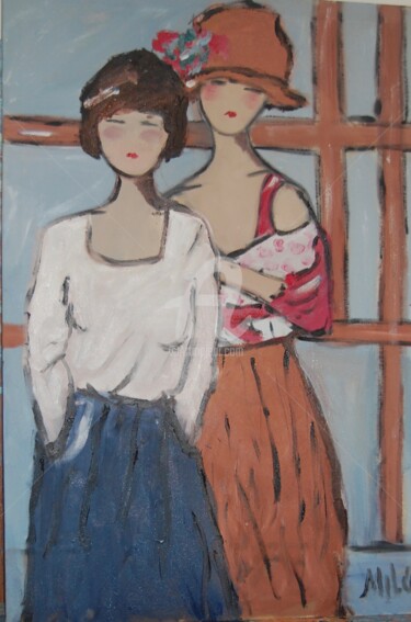 Pintura titulada "two girls" por Milu Petersen, Obra de arte original