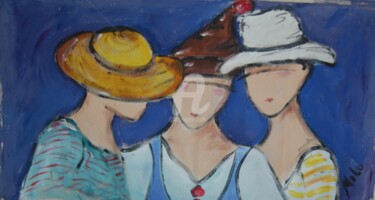 Peinture intitulée "tres chapeus" par Milu Petersen, Œuvre d'art originale