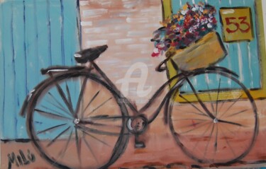 Painting titled "Bicicleta 53" by Milu Petersen, Original Artwork