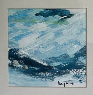 Painting titled "Bright snowy view" by Marylene, Original Artwork, Acrylic Mounted on Glass