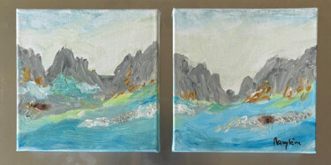 Schilderij getiteld "High-altitude Lake" door Marylene, Origineel Kunstwerk, Acryl Gemonteerd op Aluminium