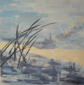 Painting titled "Blue desert" by Marylene, Original Artwork