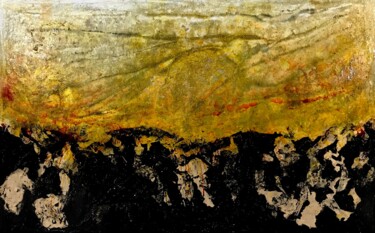 Painting titled "Gold over black and…" by Mimi Bastos Art, Original Artwork, Acrylic