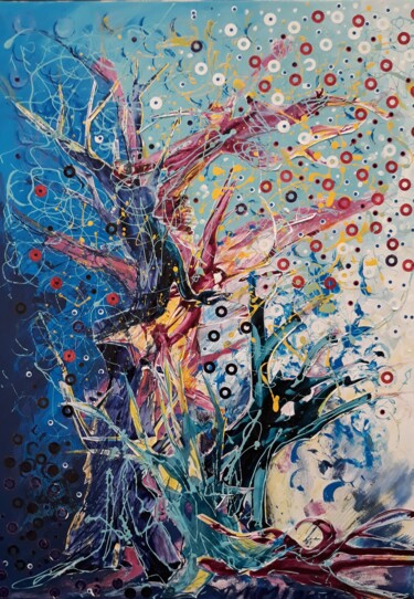 Peinture intitulée "Forêt ensorcelée" par Mimi Bressot, Œuvre d'art originale, Acrylique