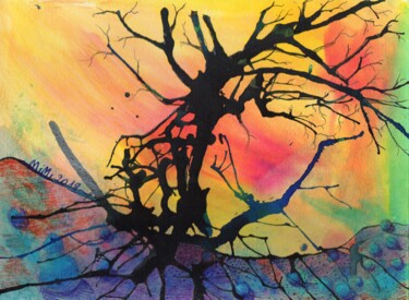 Dessin intitulée "arbre aux racines d…" par Mimi Bressot, Œuvre d'art originale, Stylo à bille