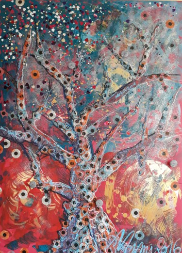 Peinture intitulée "arbre dansant au so…" par Mimi Bressot, Œuvre d'art originale, Acrylique