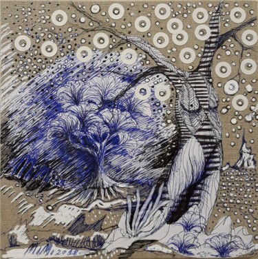 Drawing titled "fémin'arbre" by Mimi Bressot, Original Artwork, Ballpoint pen