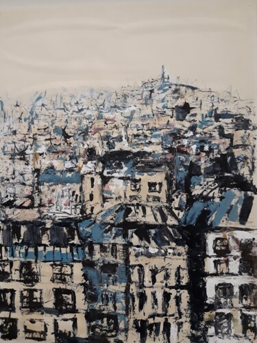 Peinture intitulée "toits de Paris: Mon…" par Mimi Bressot, Œuvre d'art originale, Acrylique