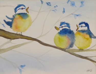 Painting titled "Chatting Bluebirds" by Carol Hare, Original Artwork