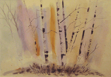 Painting titled "Grove of Birches" by Carol Hare, Original Artwork