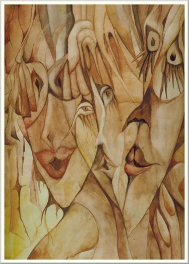 Painting titled "Les comédiens" by Mimia Lichani, Original Artwork