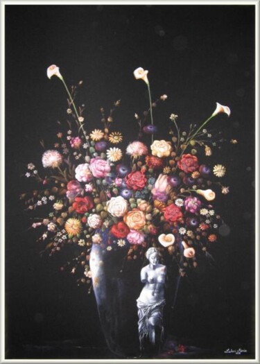 Painting titled "Les roses" by Mimia Lichani, Original Artwork