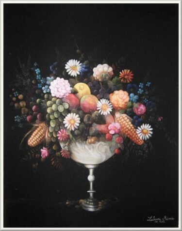 Painting titled "Coupe de fruits et…" by Mimia Lichani, Original Artwork