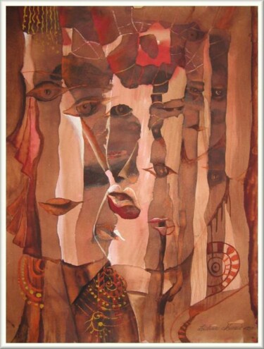 Peinture intitulée "Le harem" par Mimia Lichani, Œuvre d'art originale